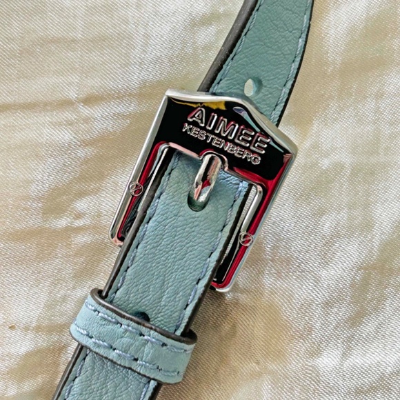 CROSSBODY, AIMEE KESTENBERG SARATOGA LEATHER, SKY BLUE, TOP ZIPPER, SHOULDER - Picture 8 of 14